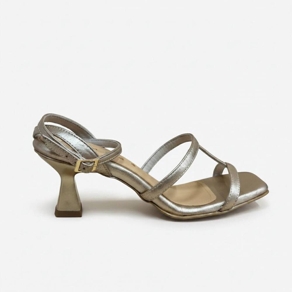 NEW PREMA women's penelope open toe heels in gold